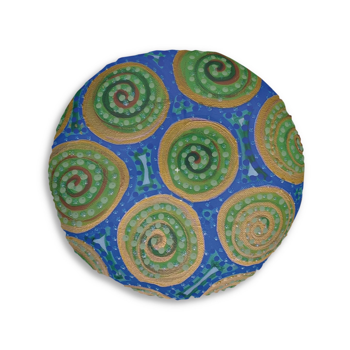 Blue Dot Tufted Floor Pillow, Round