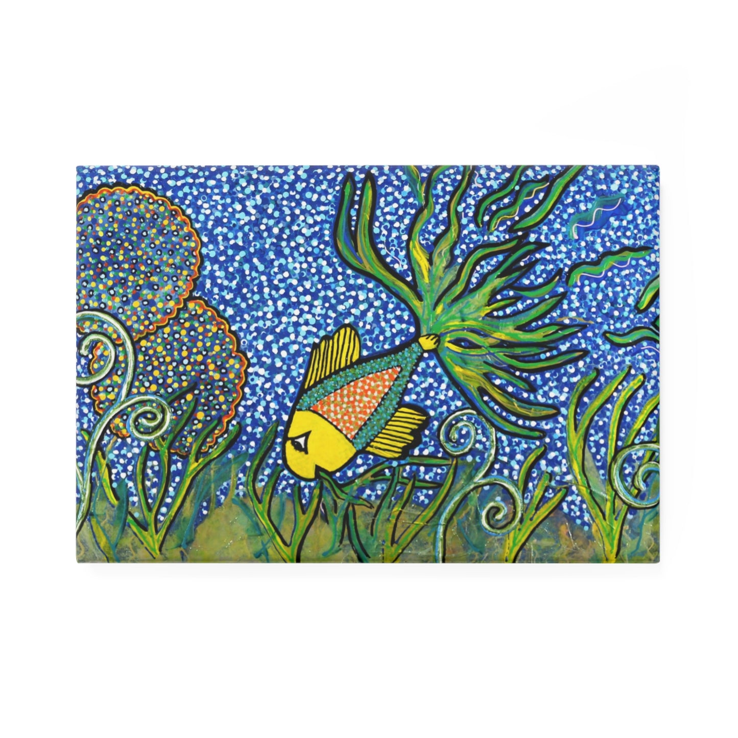 Colorful Underwater Scene Button Magnet - Small Fish, Big Tale