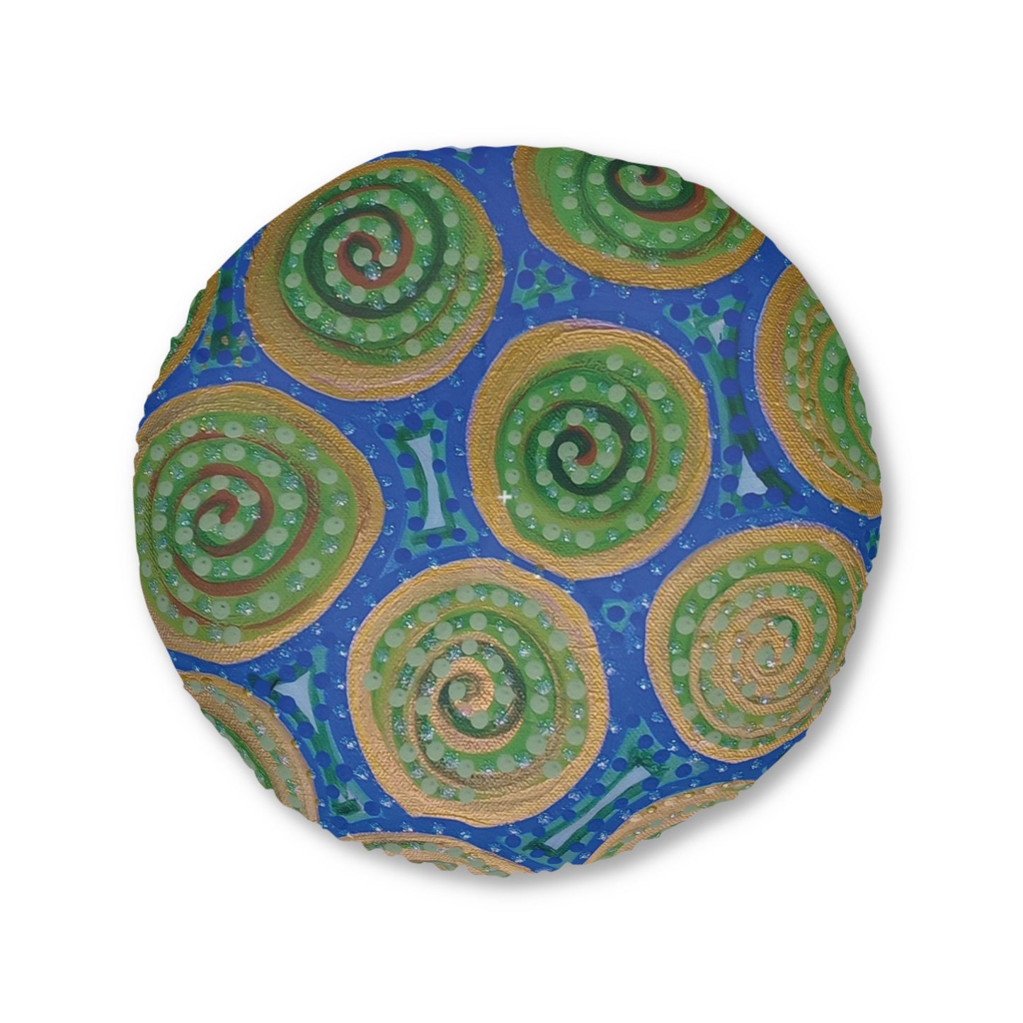 Blue Dot Tufted Floor Pillow, Round